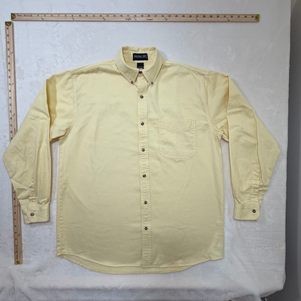 Vintage Pale Yellow Oxford Button-Down Shirt 100% Cotton - Classic Men's Casual
